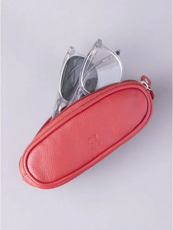 Leather Double Glasses Case in Red