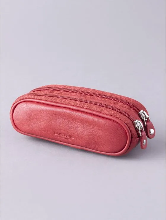 Leather Double Glasses Case in Red