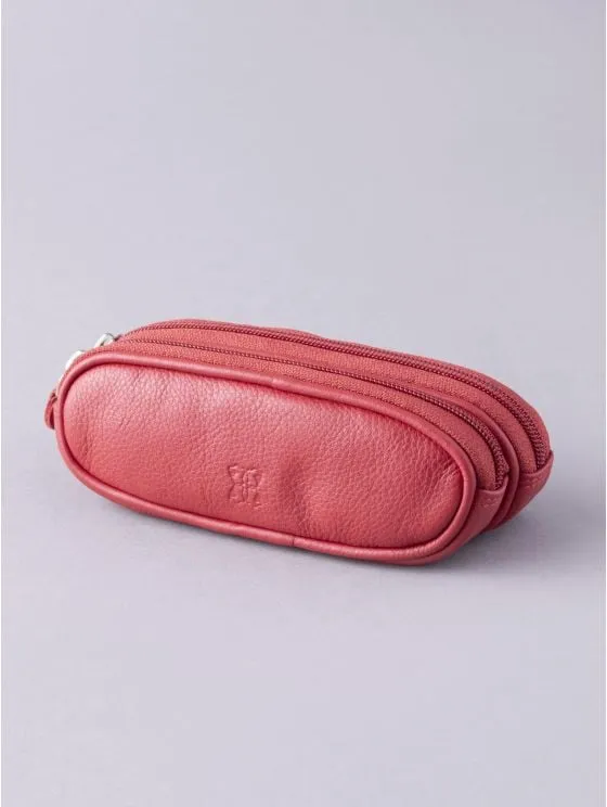 Leather Double Glasses Case in Red