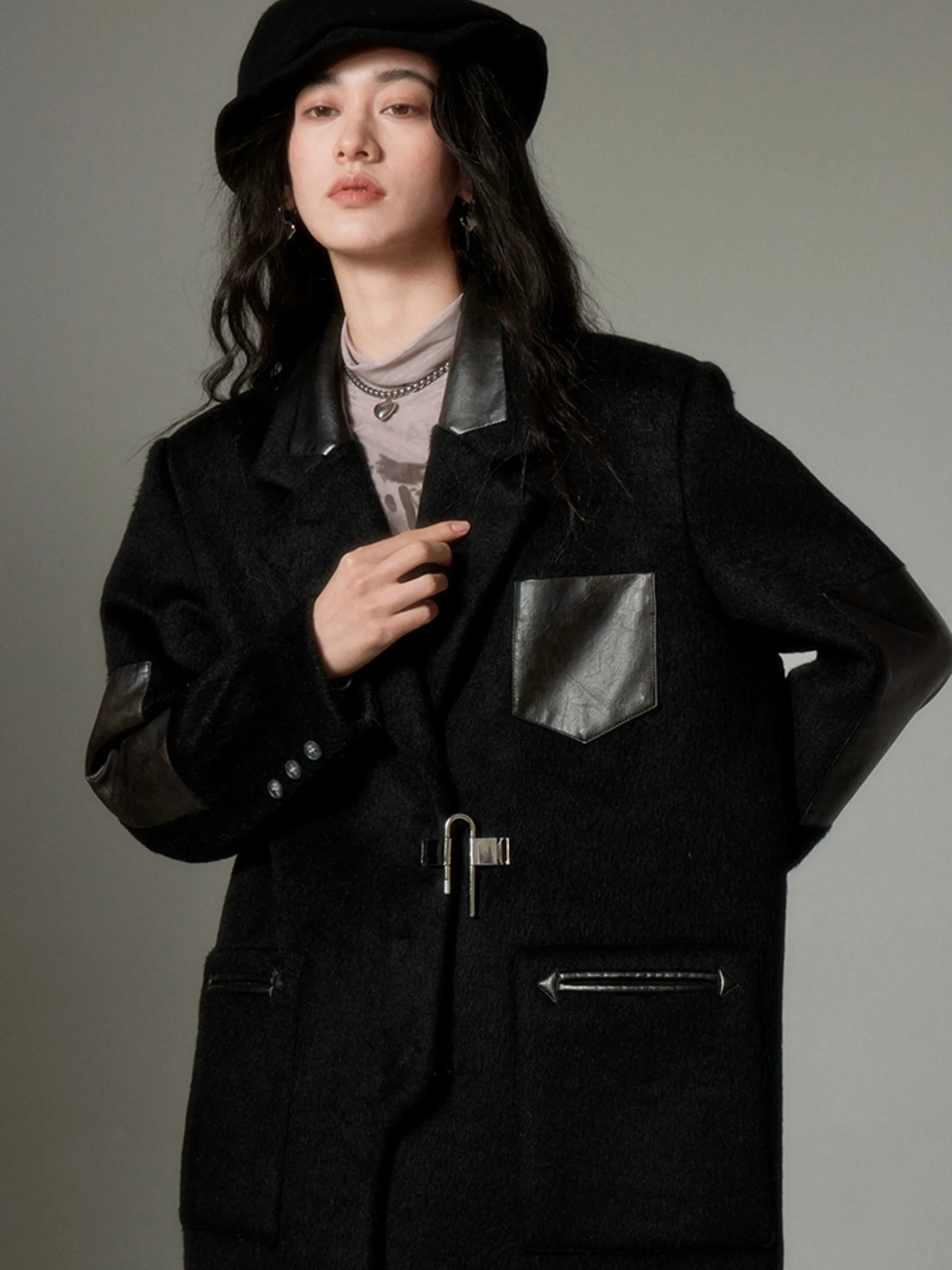 Leather Stitch Chester Coat