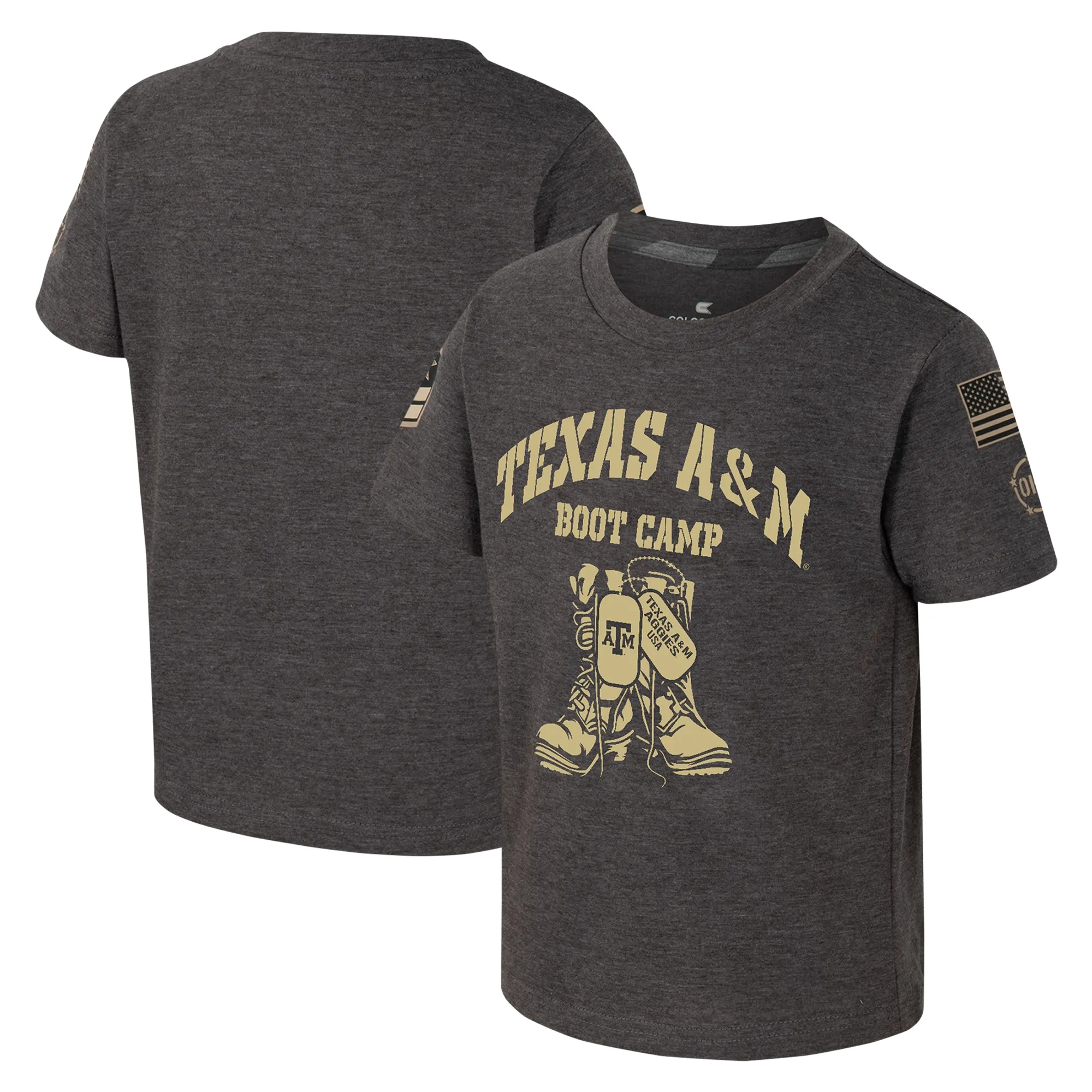 Lids Toddler Colosseum Charcoal Texas A&M Aggies OHT Military Appreciation Boot Camp T-Shirt