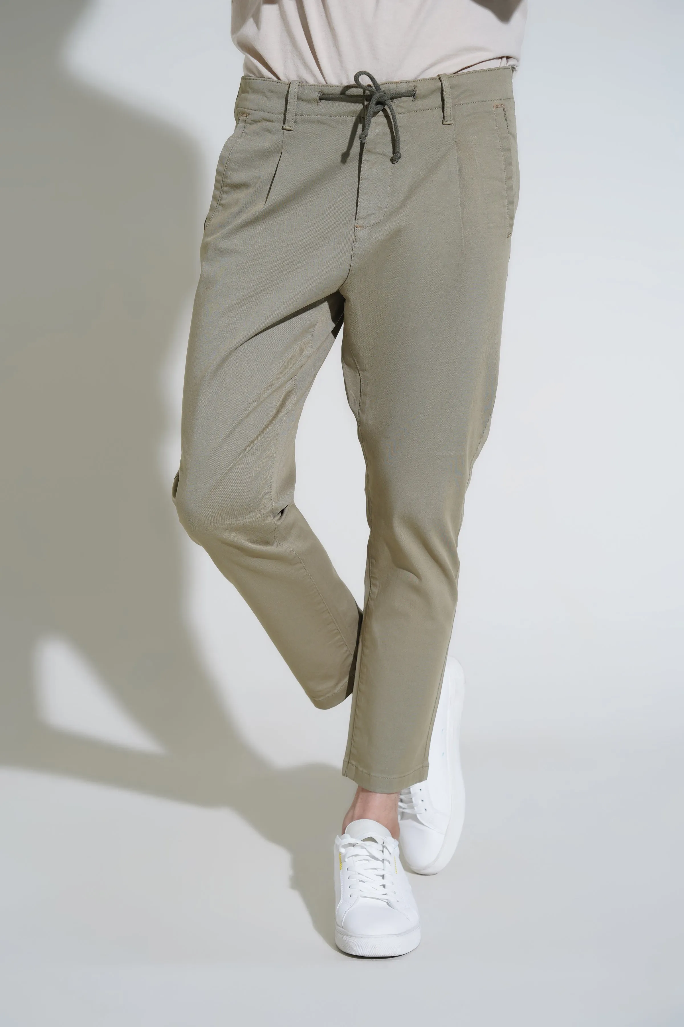 Light Green Cropped Fit Fashion Pant