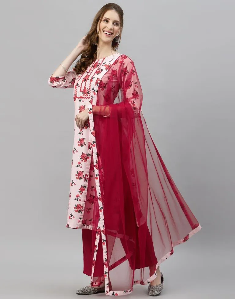 Light Pink Kurti With Pant And Dupatta