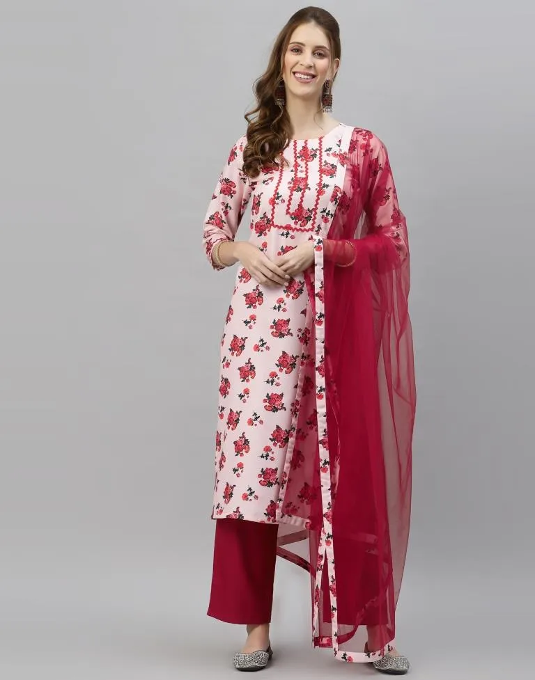 Light Pink Kurti With Pant And Dupatta