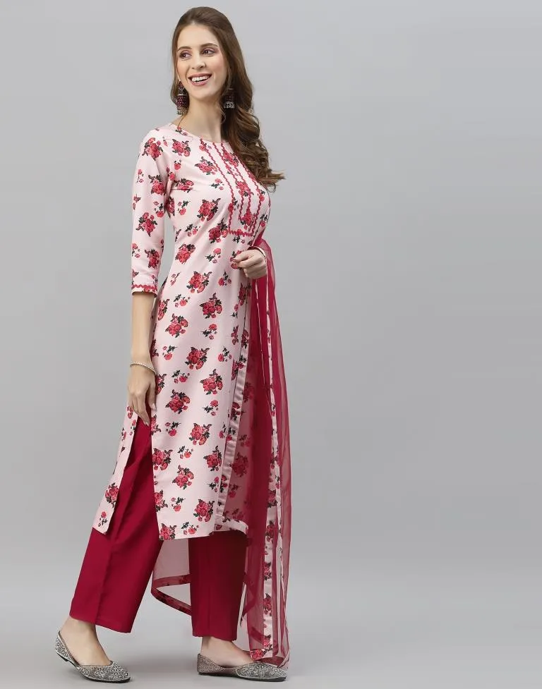 Light Pink Kurti With Pant And Dupatta