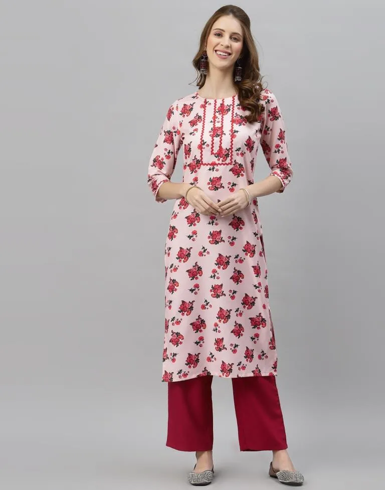 Light Pink Kurti With Pant And Dupatta