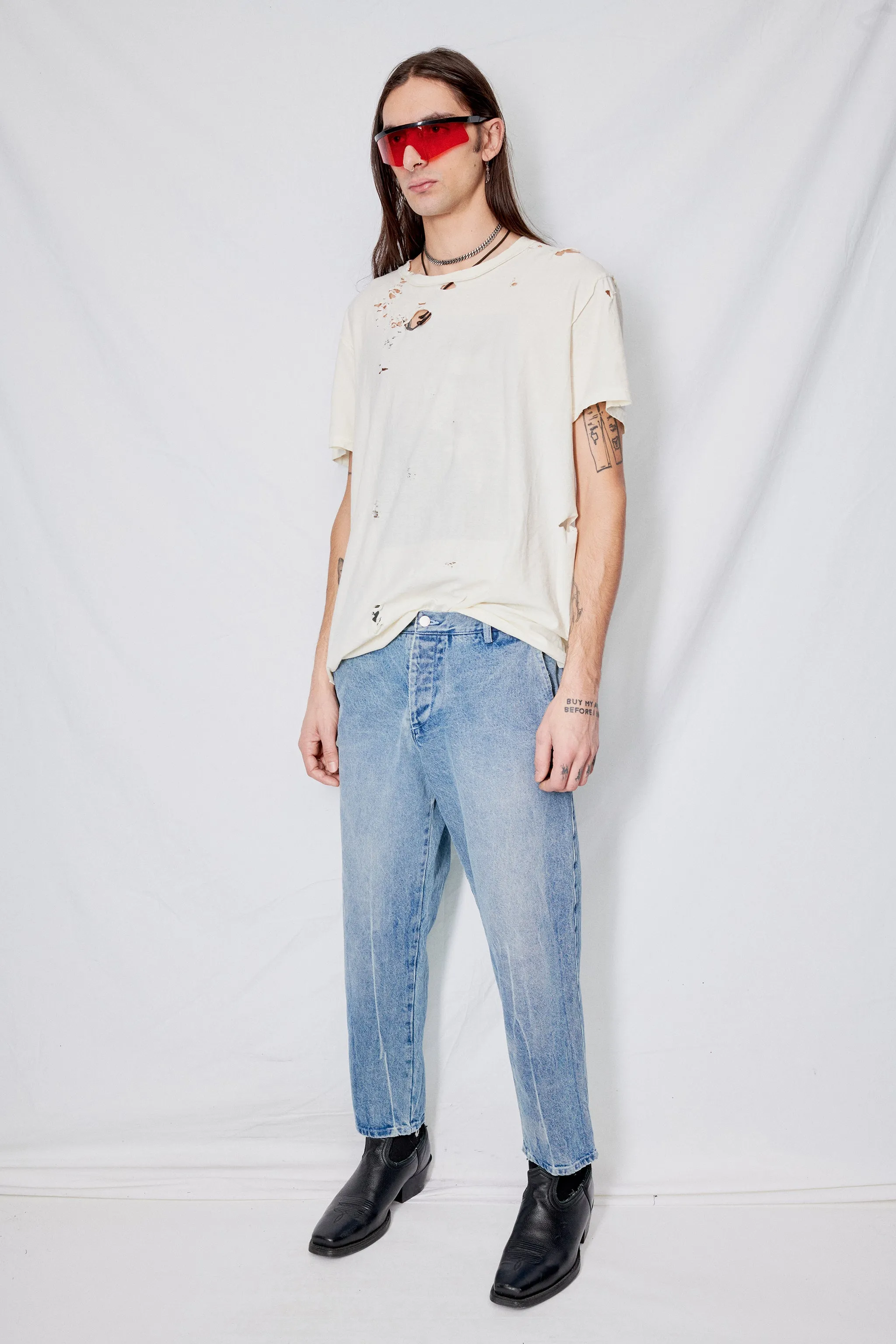 Light Wash Denim Crop Curve Pant