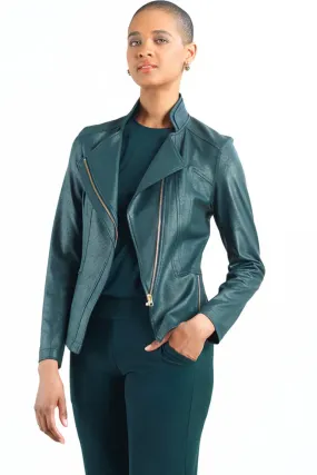 Liquid leather zip jacket