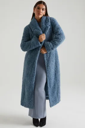 Long Shearling Coat in Blue