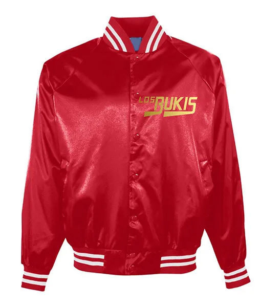 LOS BUKIS Black and Red Varsity Satin Jacket | TLC