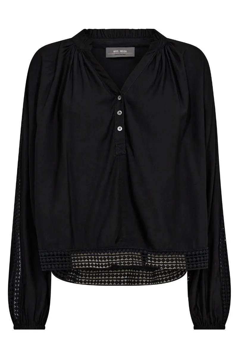 Macha Lace Blouse  | Black | Bluse fra Mos Mosh