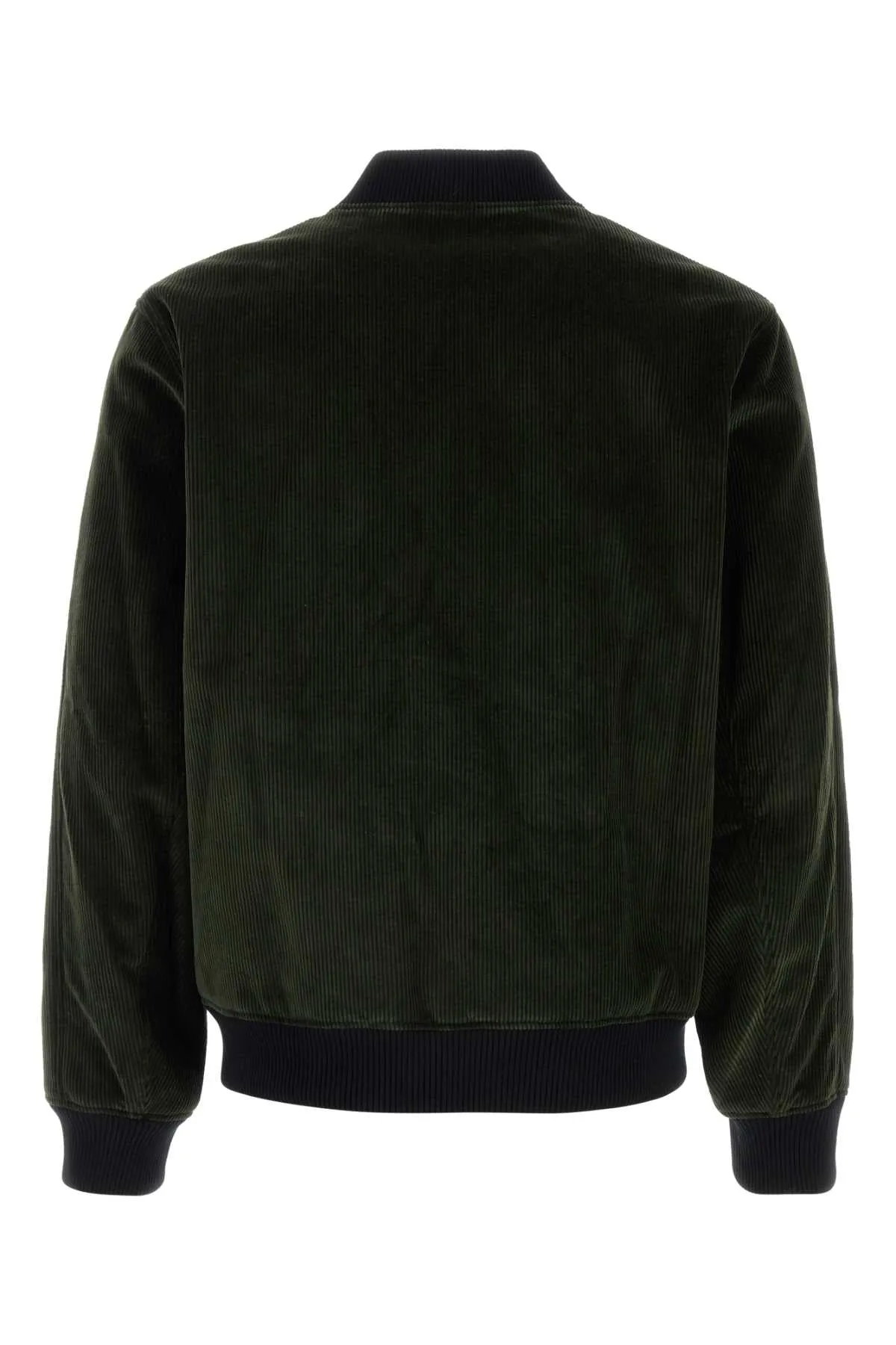 Maison Kitsune Dark Green Corduroy Bomber Jacket