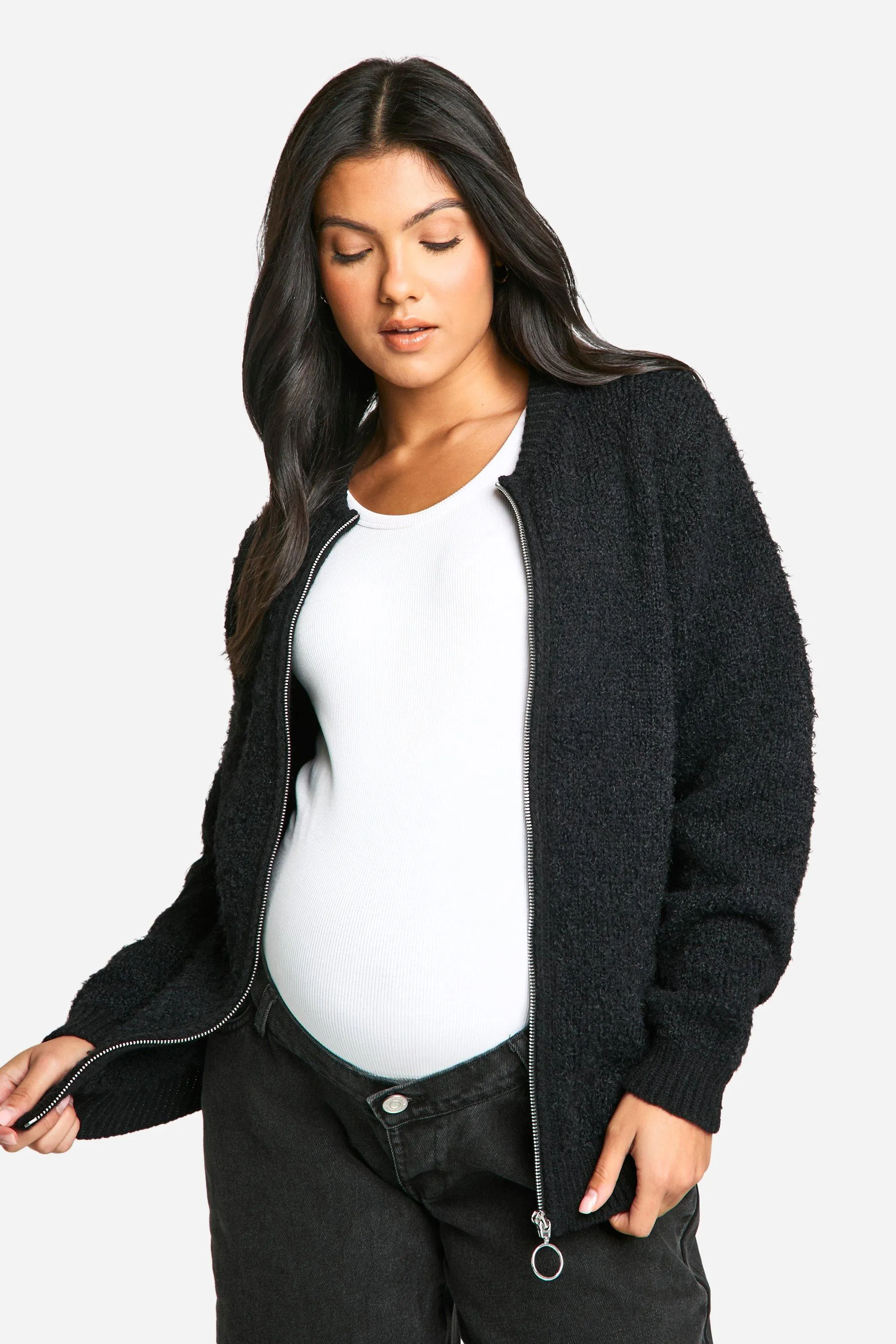 Maternity Knitted Bomber Jacket