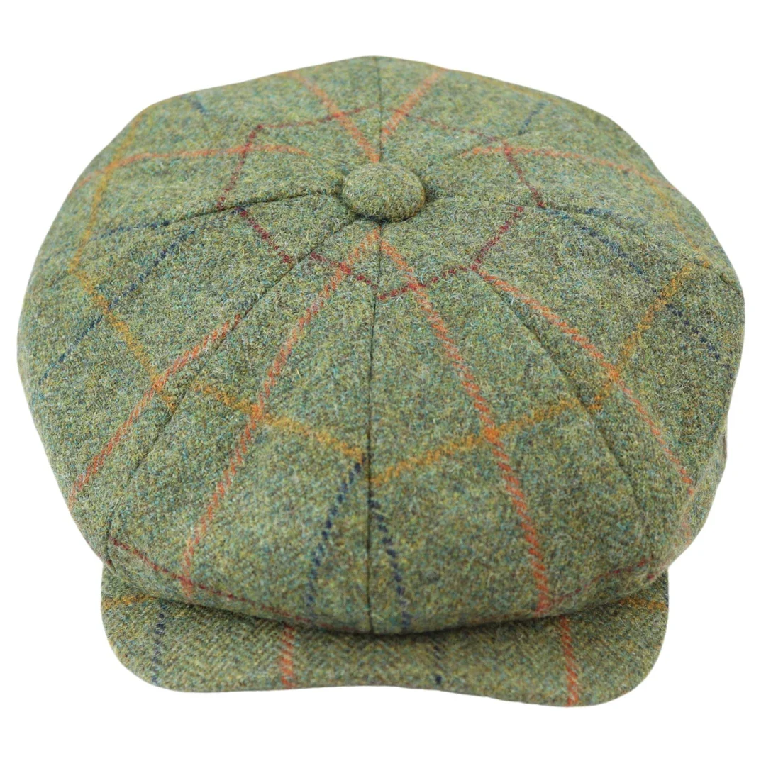 Men's 8 Panel Razor Hat Tweed Blinders Newsboy Green Check Flat Cap