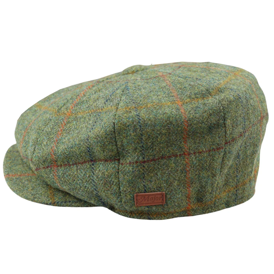 Men's 8 Panel Razor Hat Tweed Blinders Newsboy Green Check Flat Cap