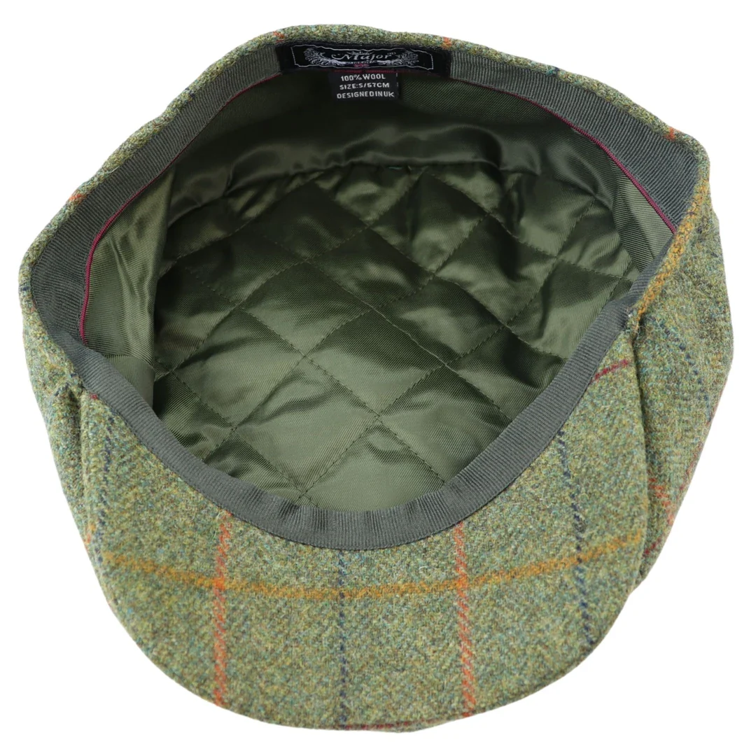 Men's 8 Panel Razor Hat Tweed Blinders Newsboy Green Check Flat Cap