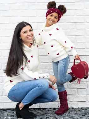 Mommy and Me We Love Hearts Turtleneck Sweater