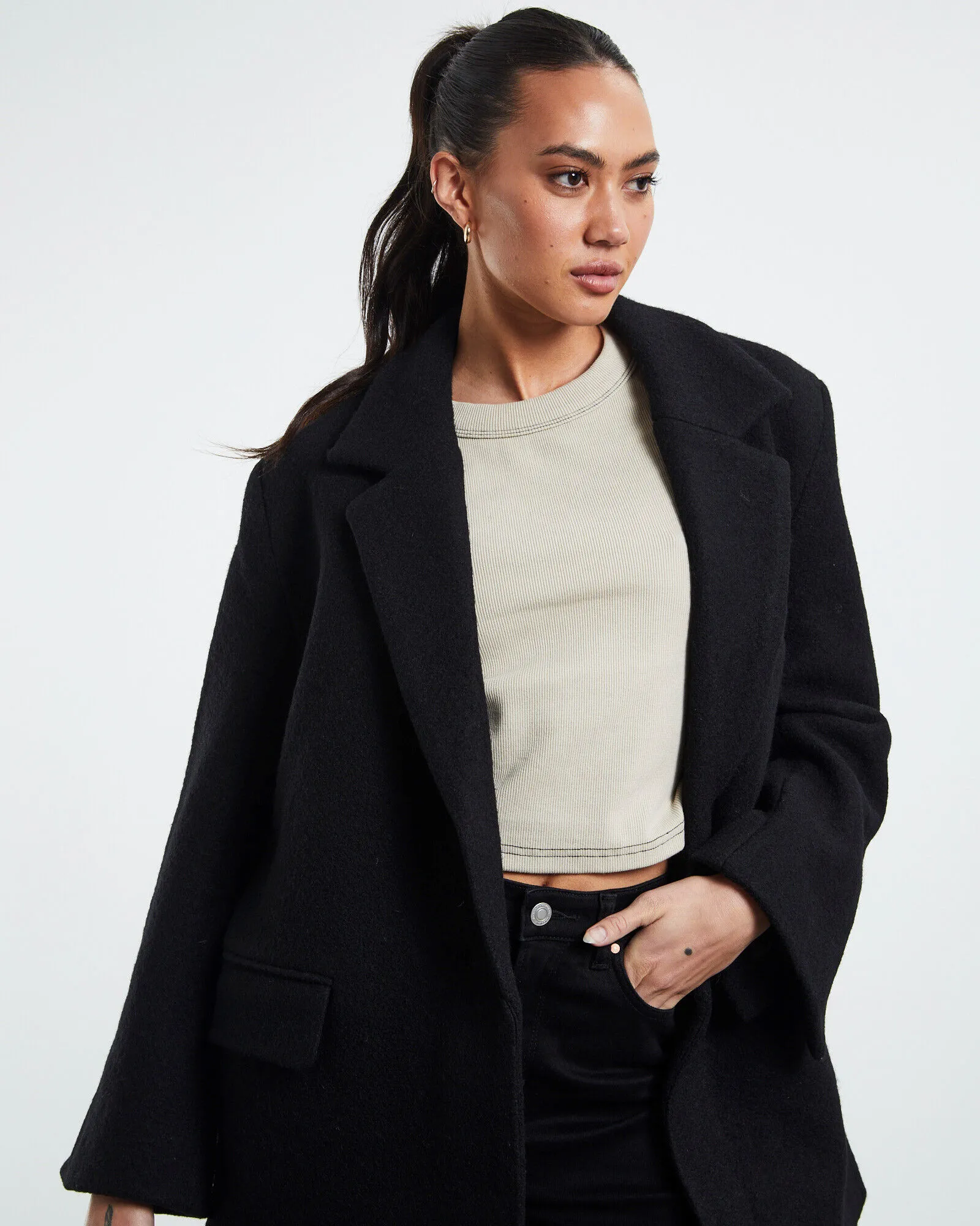 Neuw Owen Wool Coat Black