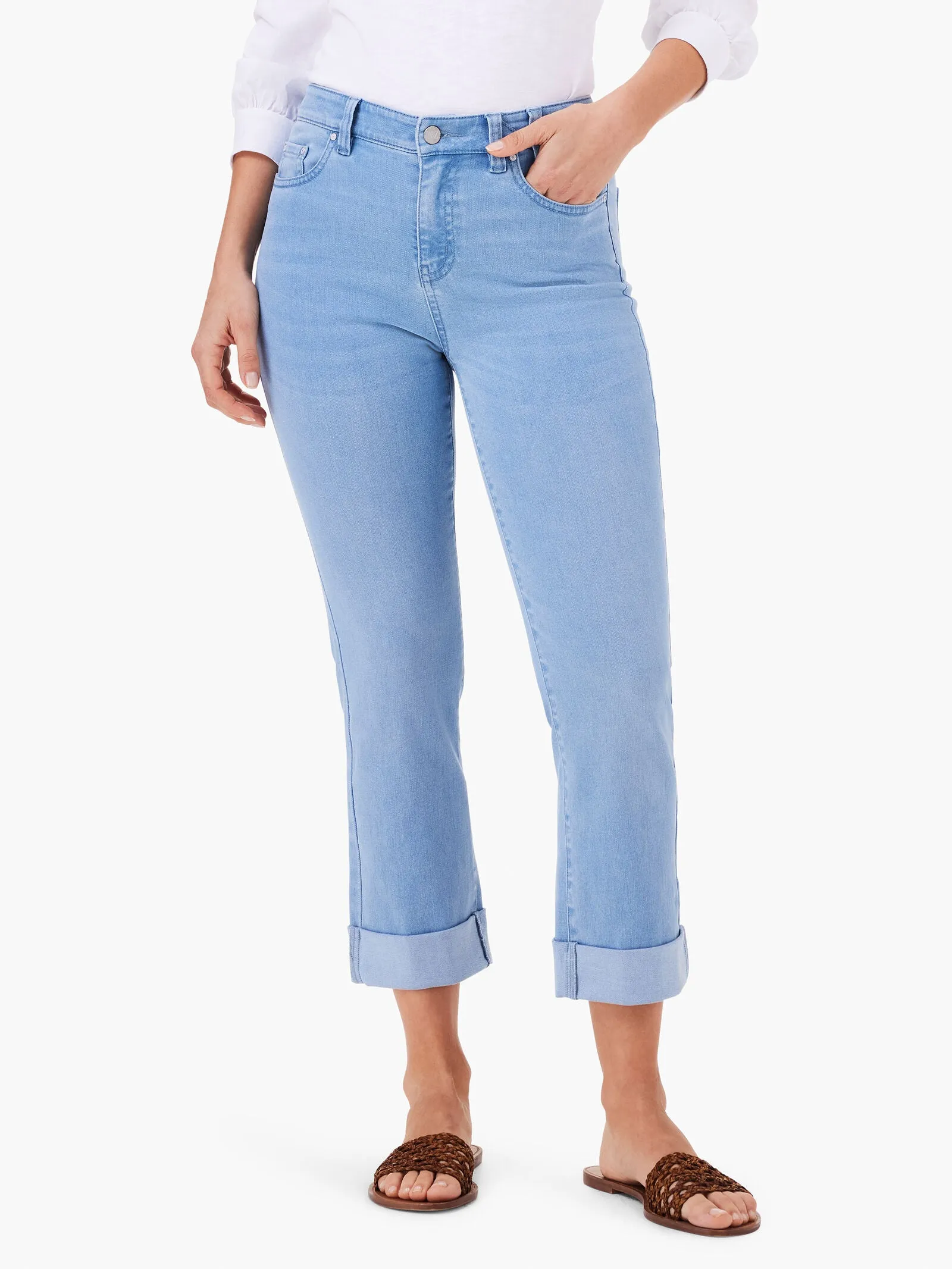 Nic + Zoe 24 Mid Rise Straight Roll Cuff Jeans