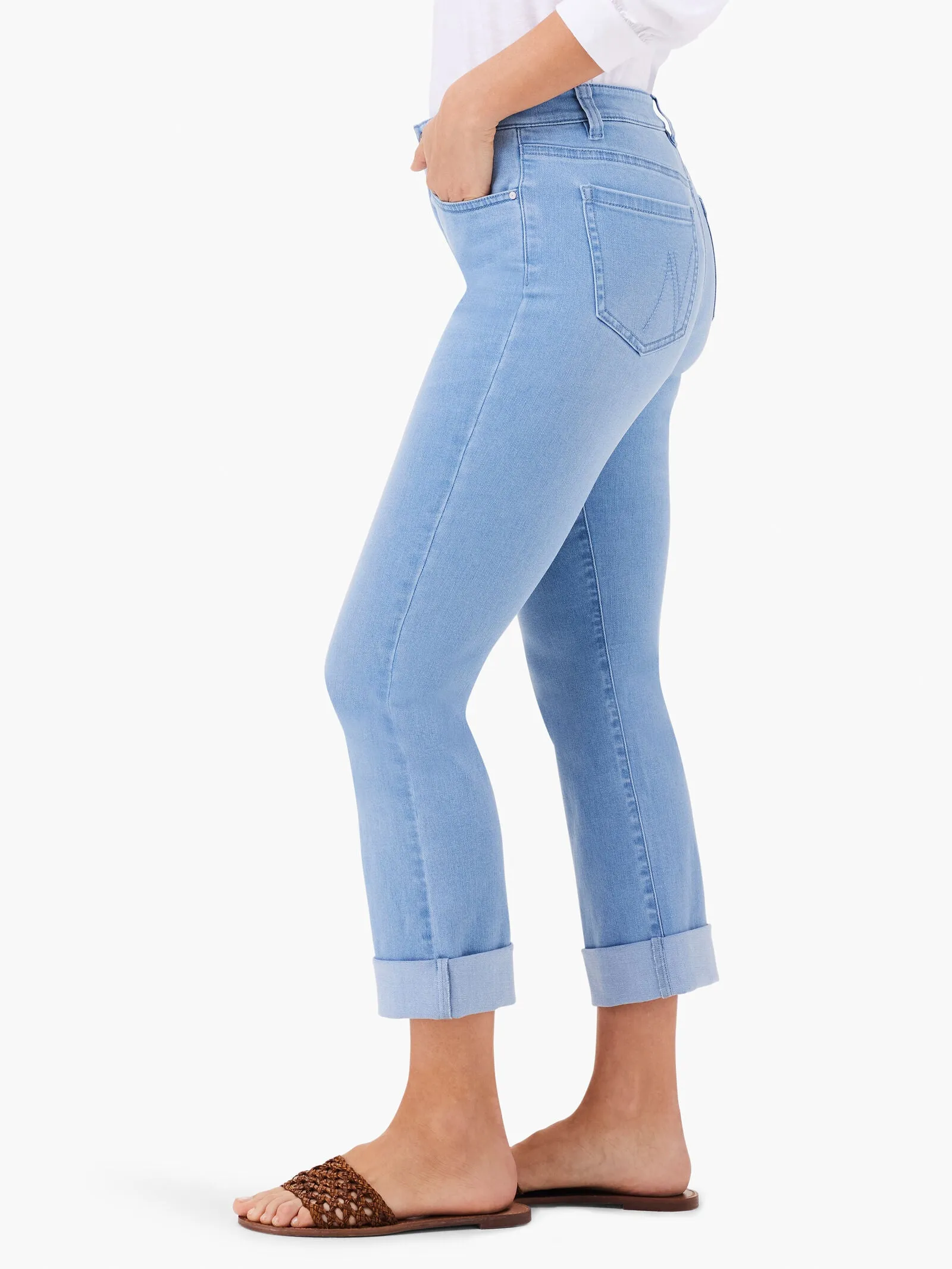 Nic + Zoe 24 Mid Rise Straight Roll Cuff Jeans