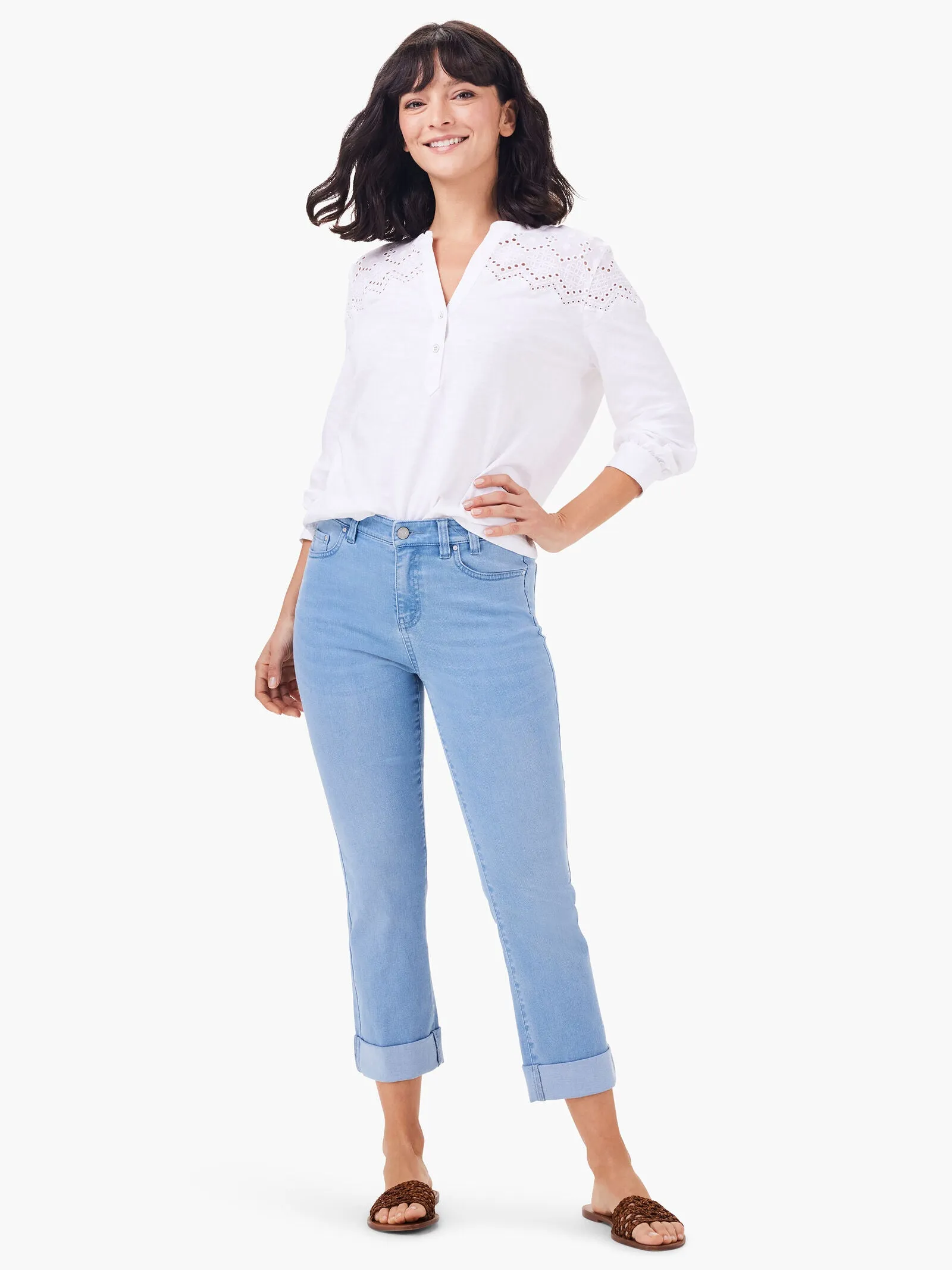 Nic + Zoe 24 Mid Rise Straight Roll Cuff Jeans