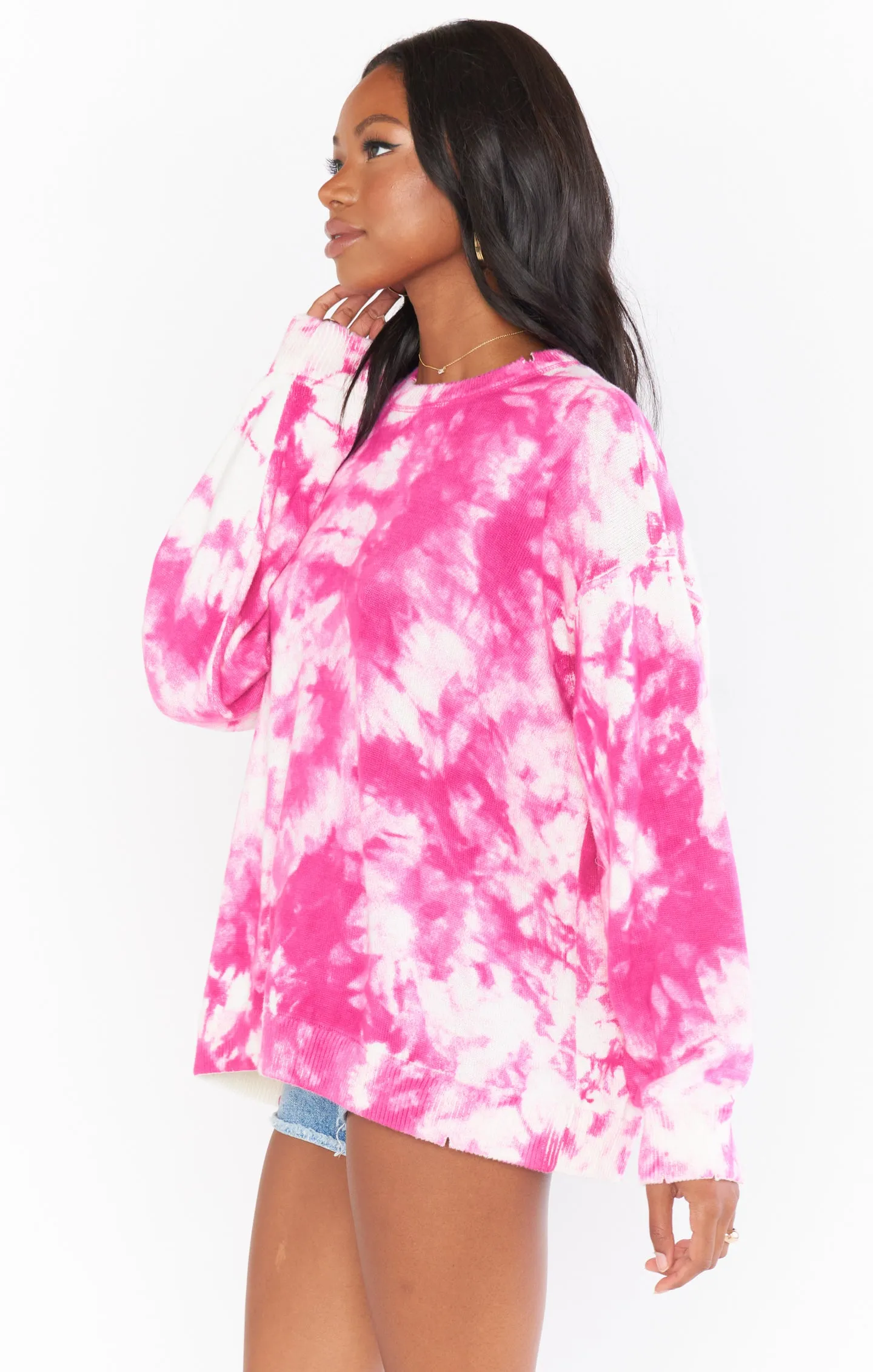 Oaklyn Sweater ~ Pink Tie Dye Knit