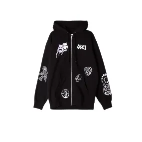 Obey Flash Zip Pullover Hoodie Black 112460009