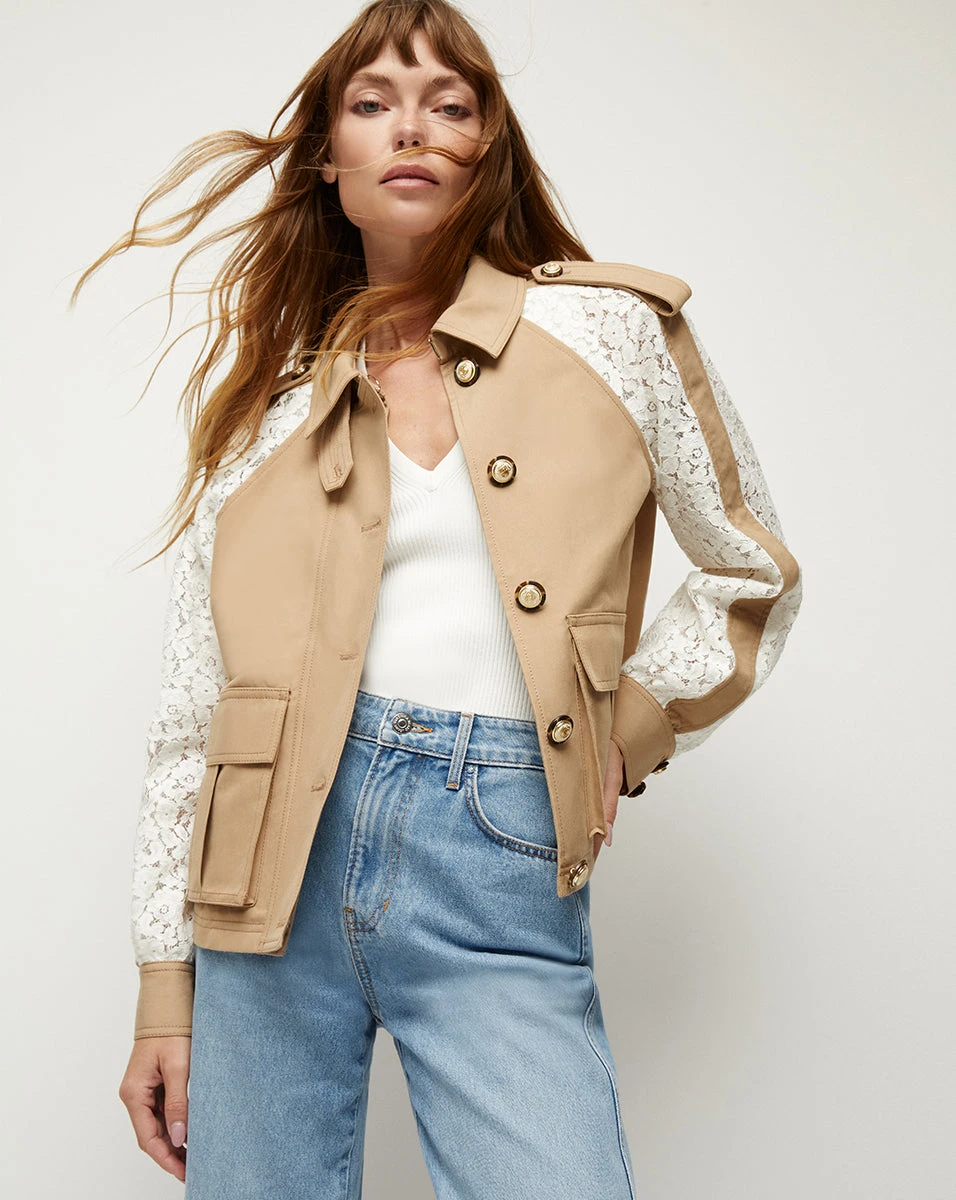 		Oda Mixed-Media Dickey Coat	