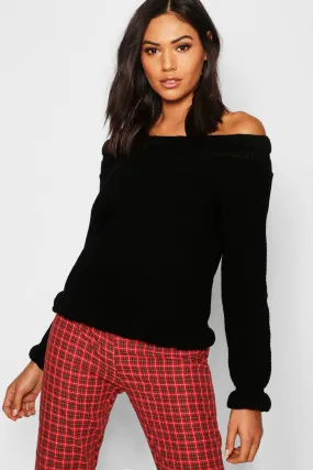 Off The Shoulder Off Shoulder Knitted Sweater