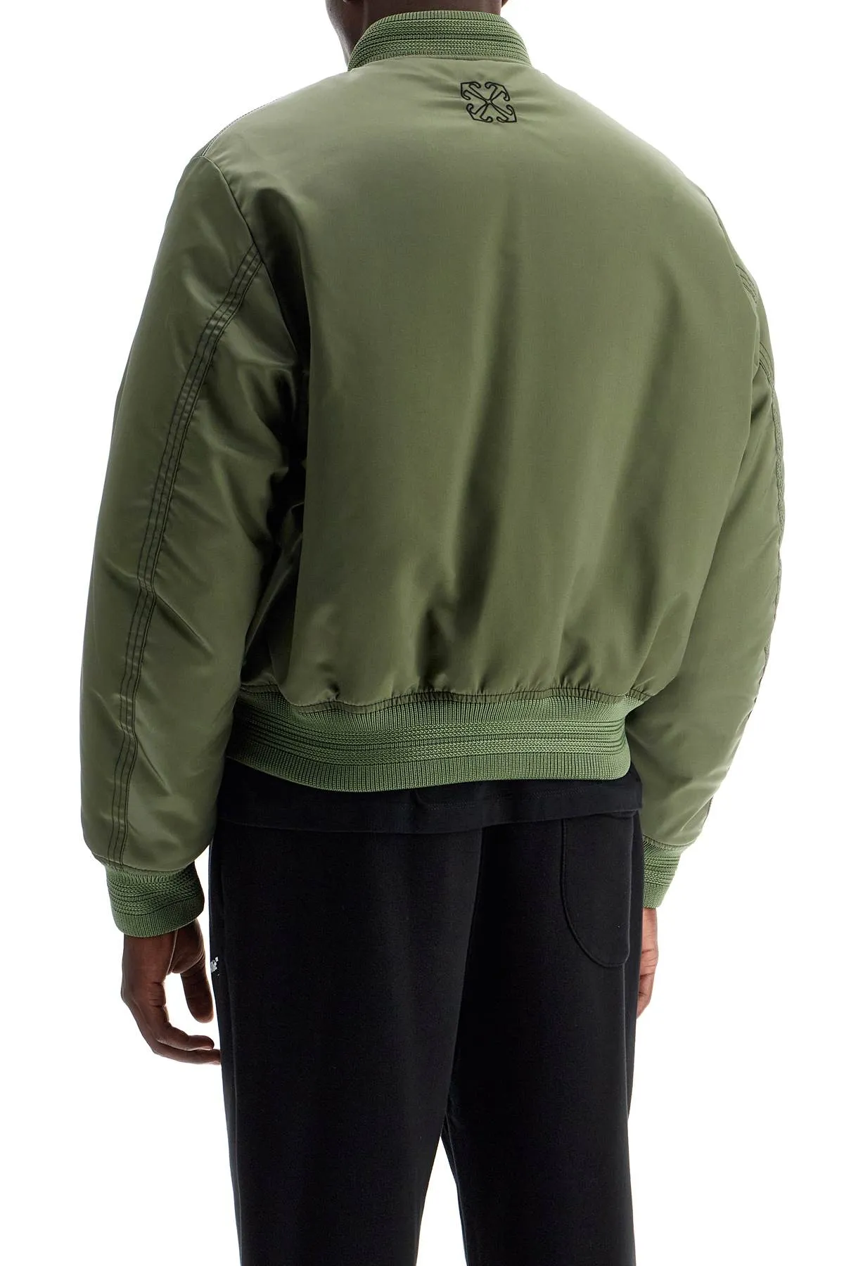 Off White Padded Nylon Bomber Jacket   Khaki