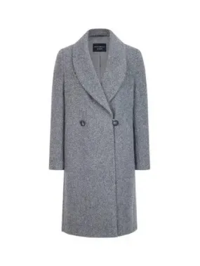 Overseas Station Season Big Chance 8 18 Women s Shawl Lapel Herringbone Coat Melange Gray 271857