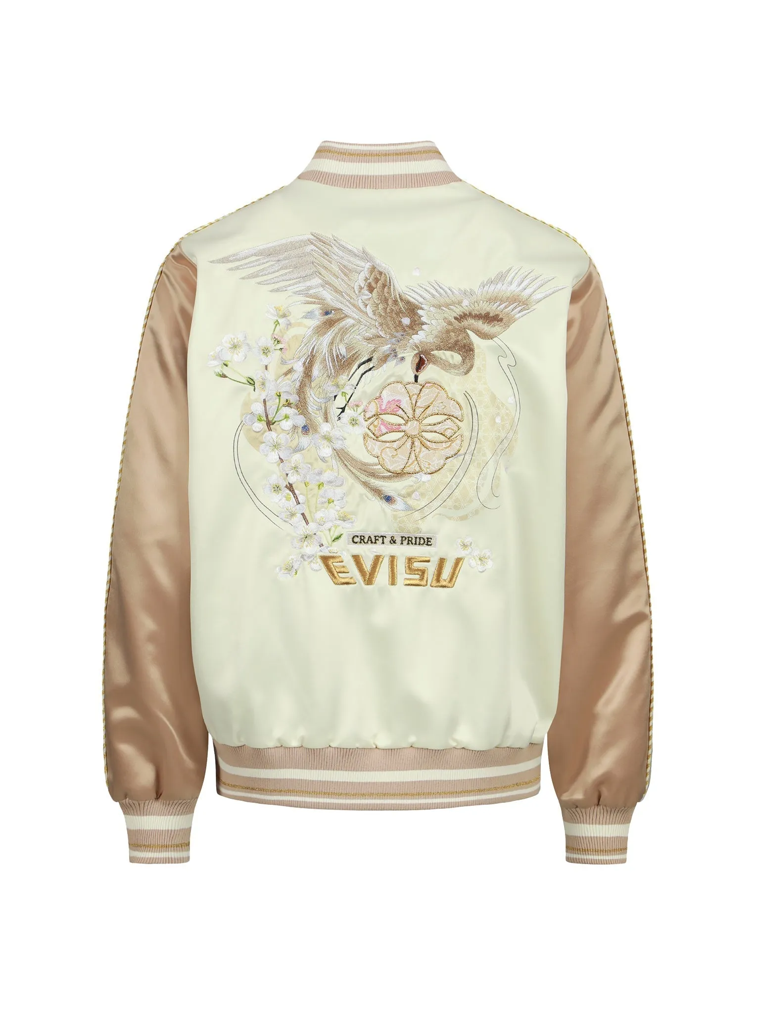 Peacock Embroidery and Brocade Kamon Appliqué Souvenir Jacket