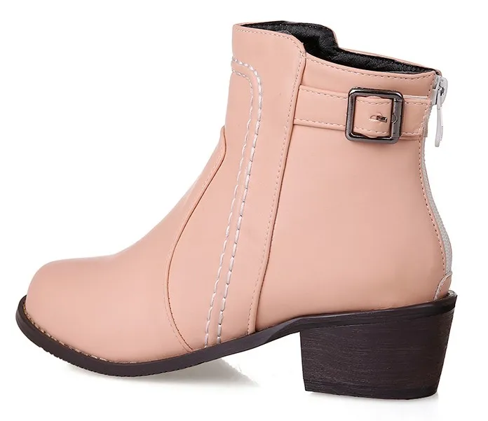 Pink Leather Punk Rock Ankle Cosplay Chelsea Boots Shoes