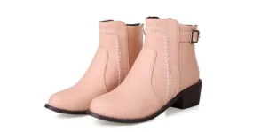 Pink Leather Punk Rock Ankle Cosplay Chelsea Boots Shoes