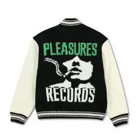 Pleasures Men Smoke Knitted Varsity Jacket Black