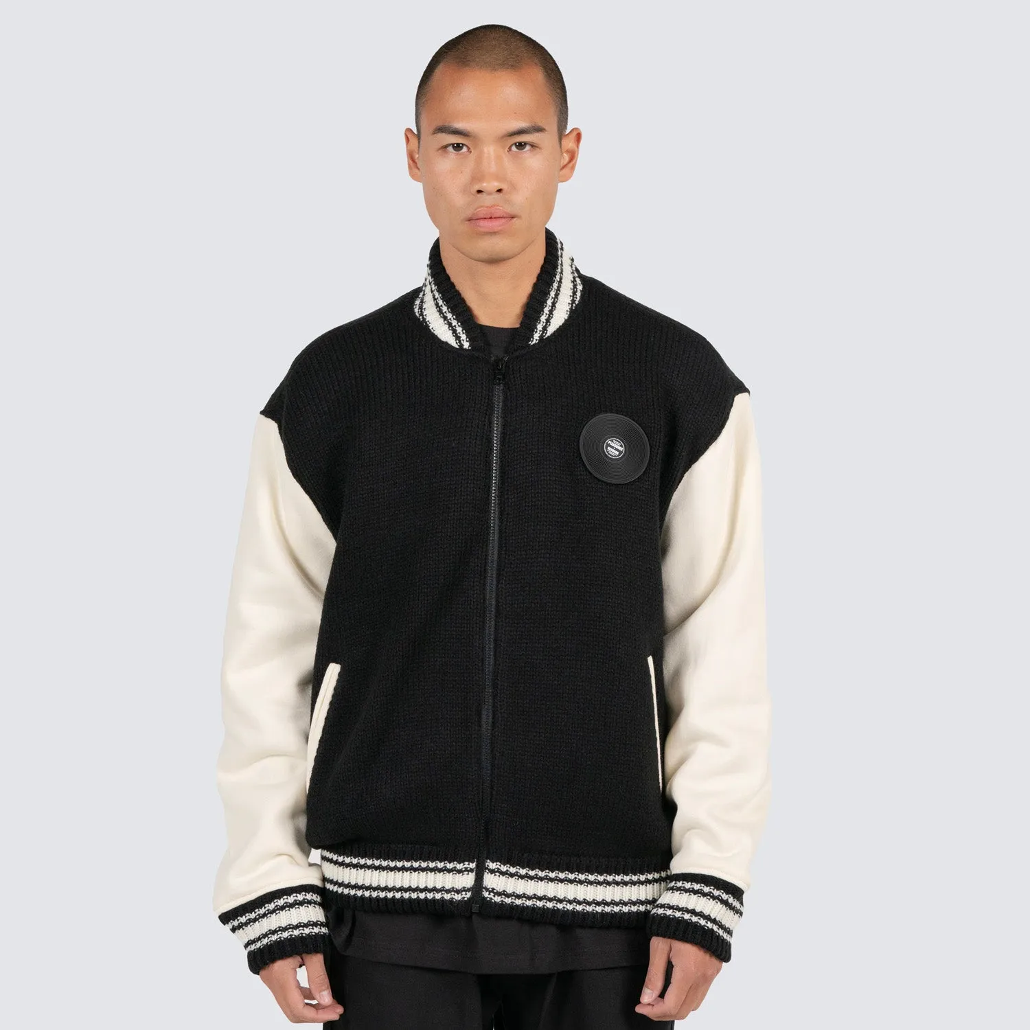 Pleasures Men Smoke Knitted Varsity Jacket Black