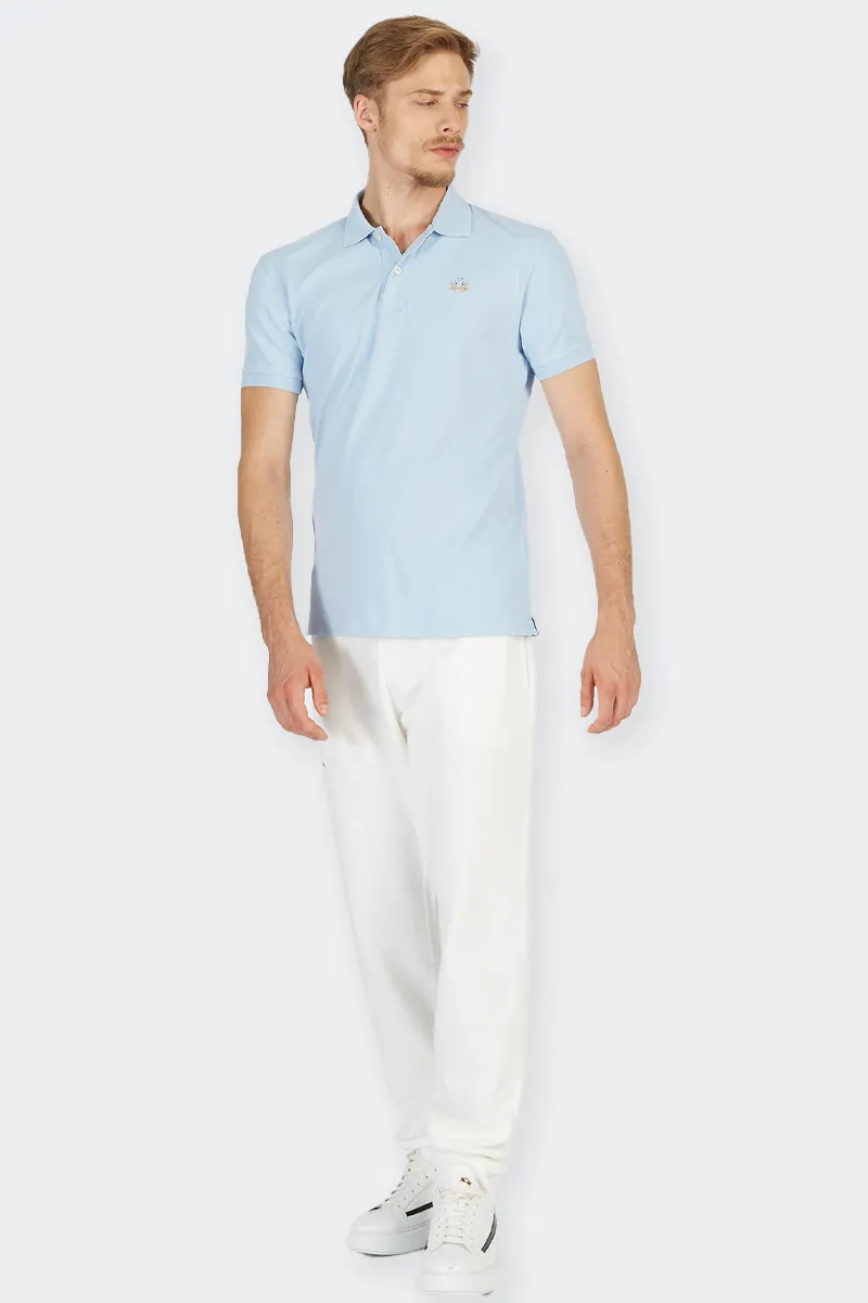 POLO A MANICA CORTA SLIM FIT AZZURRA