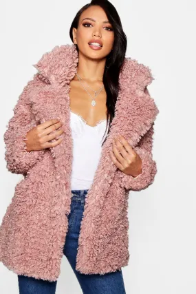 Premium Teddy Faux Fur Collared Coat