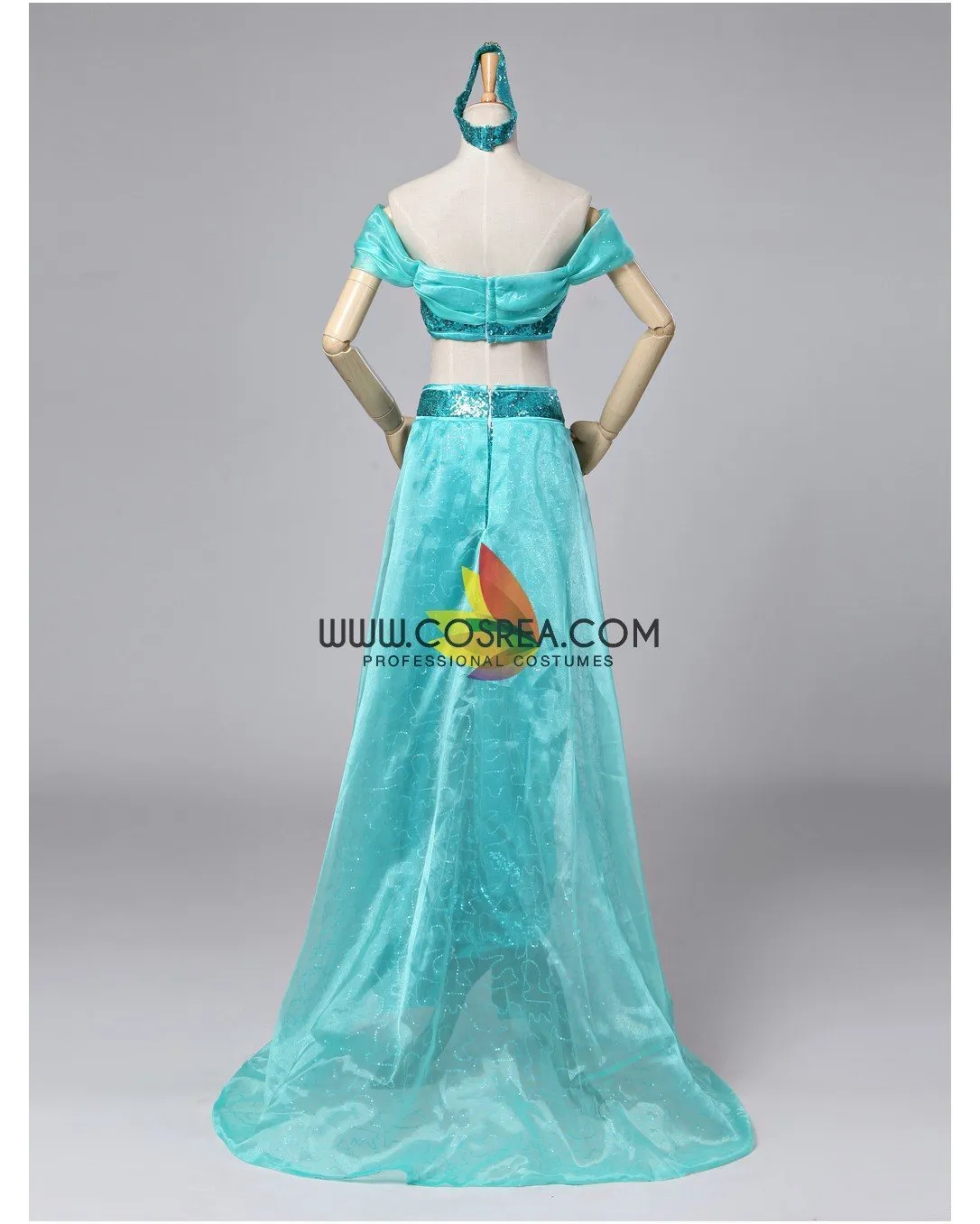 Princess Jasmine Aladdin Lake Green Classic Cosplay Costume