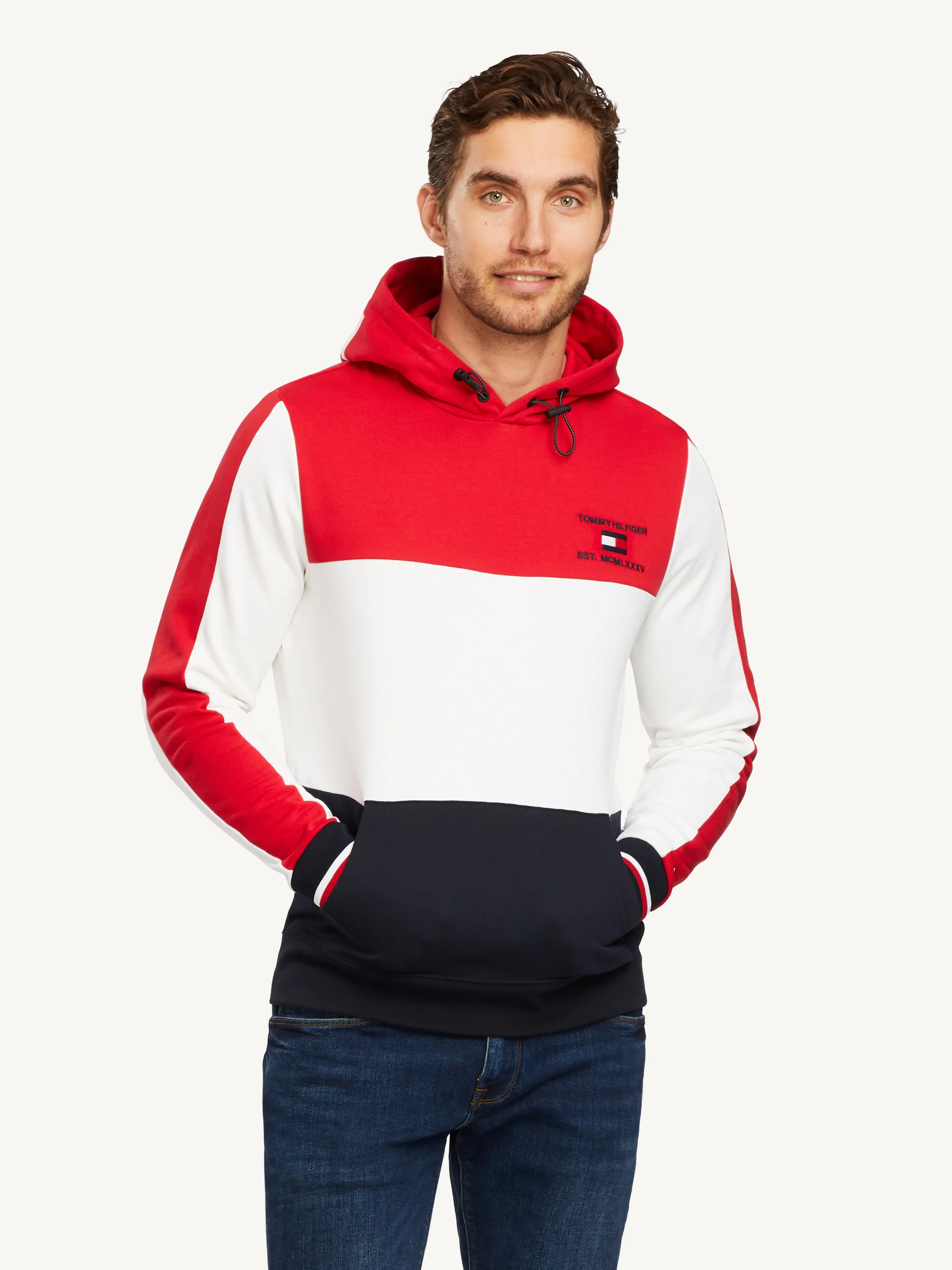 Pure Cotton Colour-blocked Logo Hoodie | Sweatshirts & Hoodies | Tommy Hilfiger