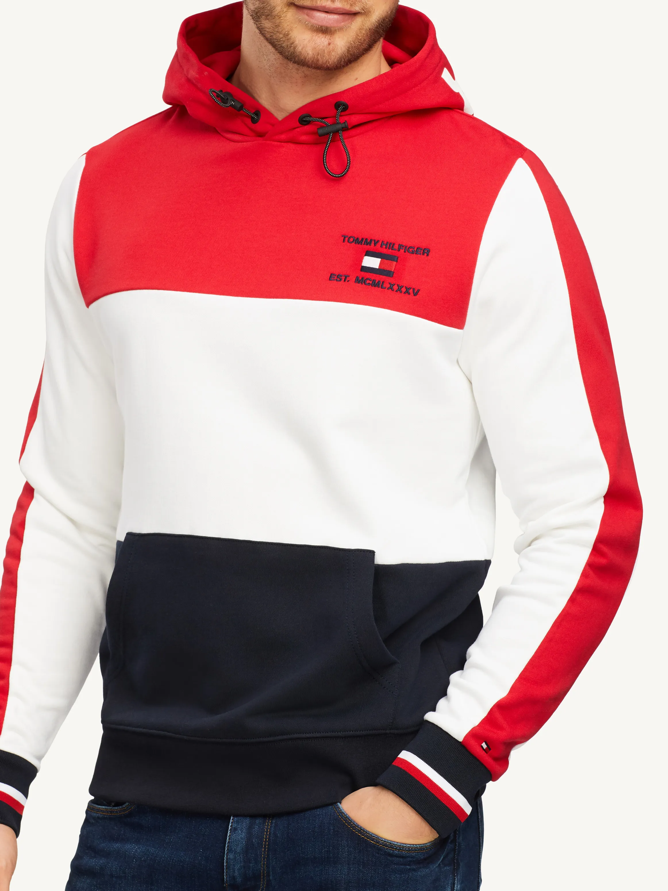 Pure Cotton Colour-blocked Logo Hoodie | Sweatshirts & Hoodies | Tommy Hilfiger