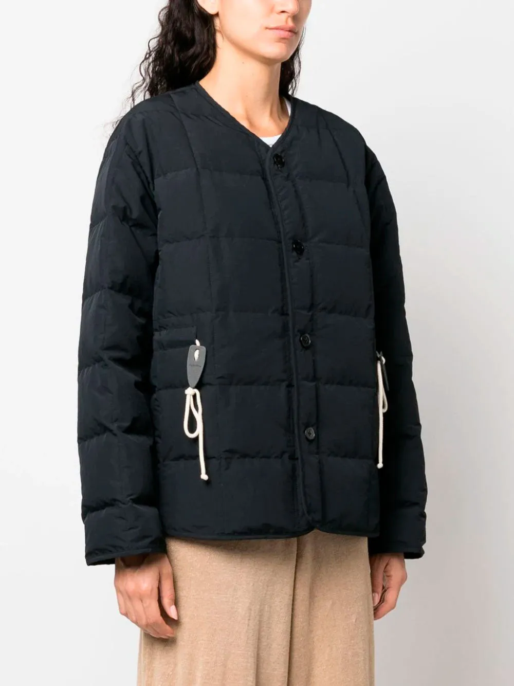 Quilted collarless jacket