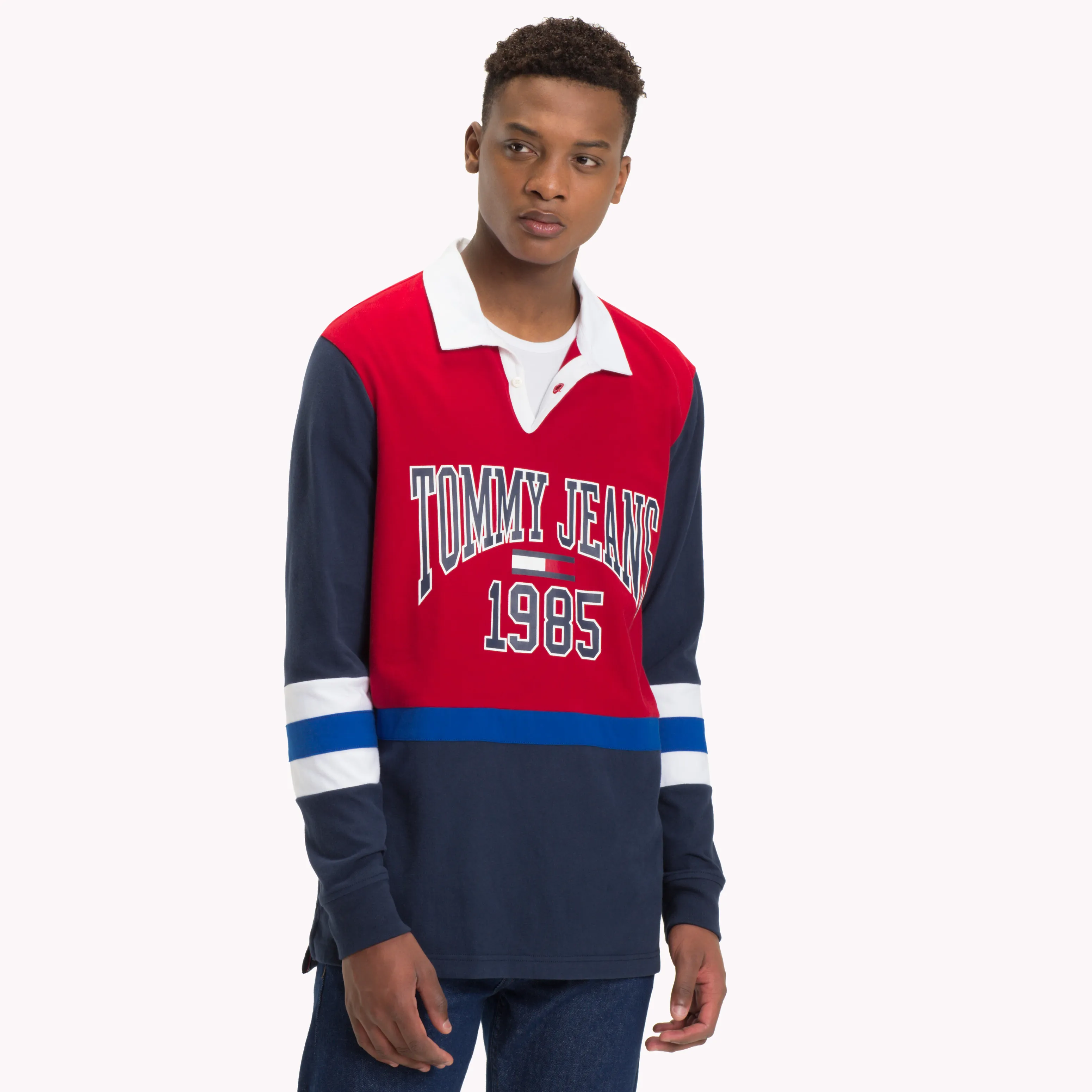 Red Retro-Inspired Rugby Shirt | Sweatshirts & Hoodies | Tommy Hilfiger