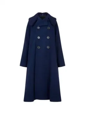 REG fur collar oversized coat navy 270319