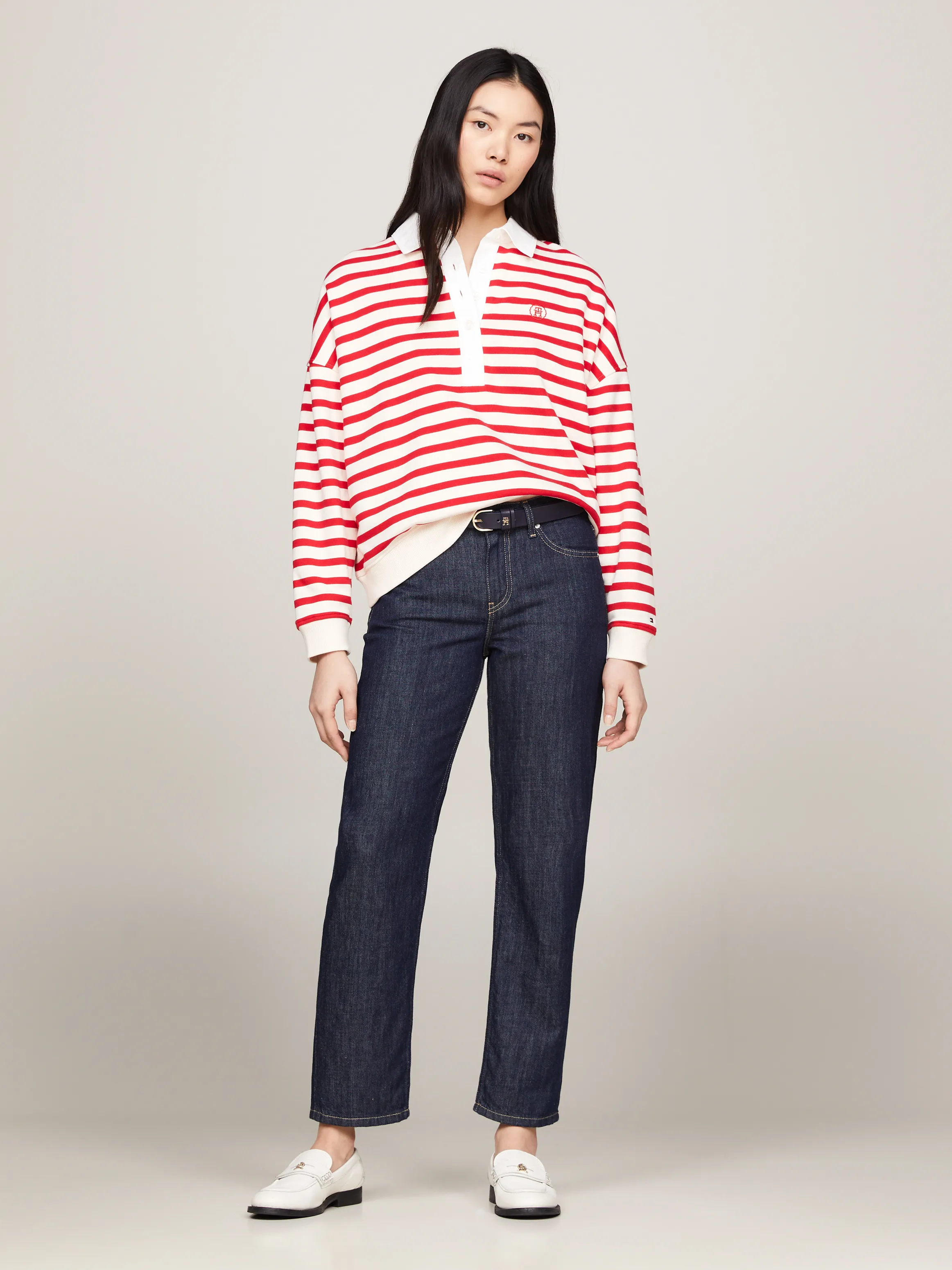 Relaxed Breton Stripe Rugby Polo | Sweatshirts & Hoodies | Tommy Hilfiger