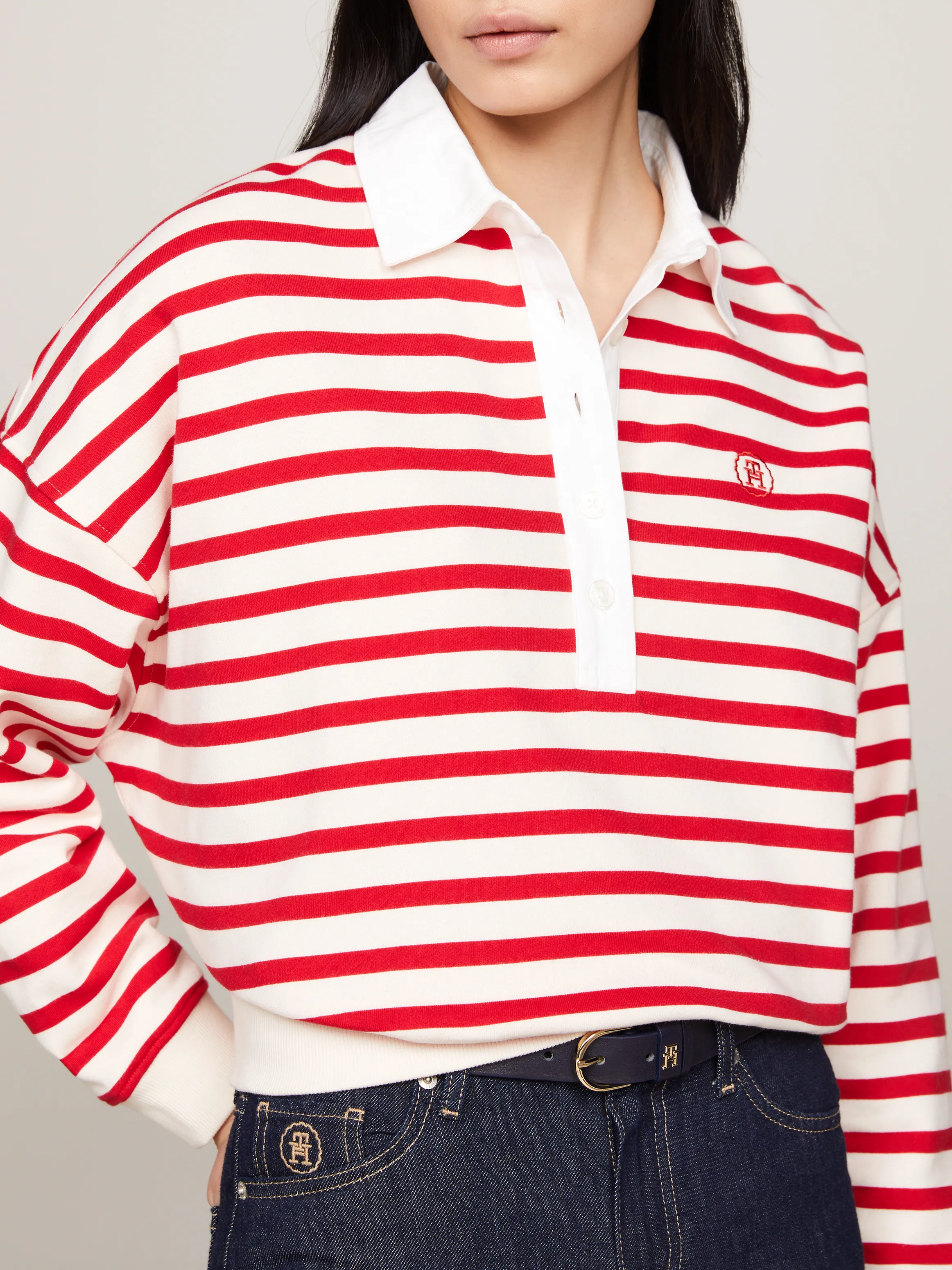 Relaxed Breton Stripe Rugby Polo | Sweatshirts & Hoodies | Tommy Hilfiger