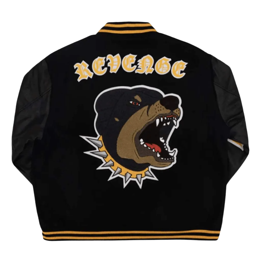 Revenge Rottweiler Varsity Jacket Black Yellow