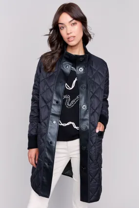 Reversible Long Iridescent Quilted Jacket