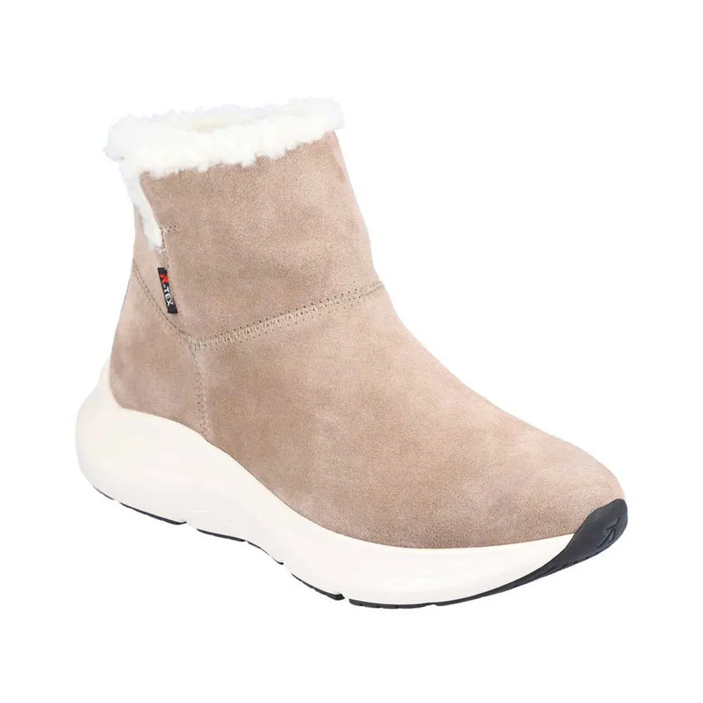 REVOLUTION SNEAKER BOOTIE WITH FUR TAUPE - WOMENS