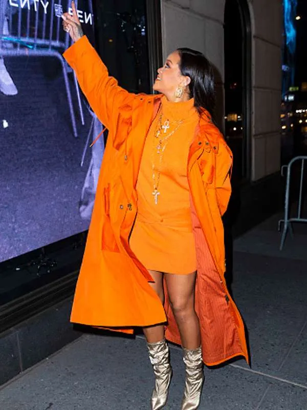 Rihanna Bergdorf Goodman Orange Coat